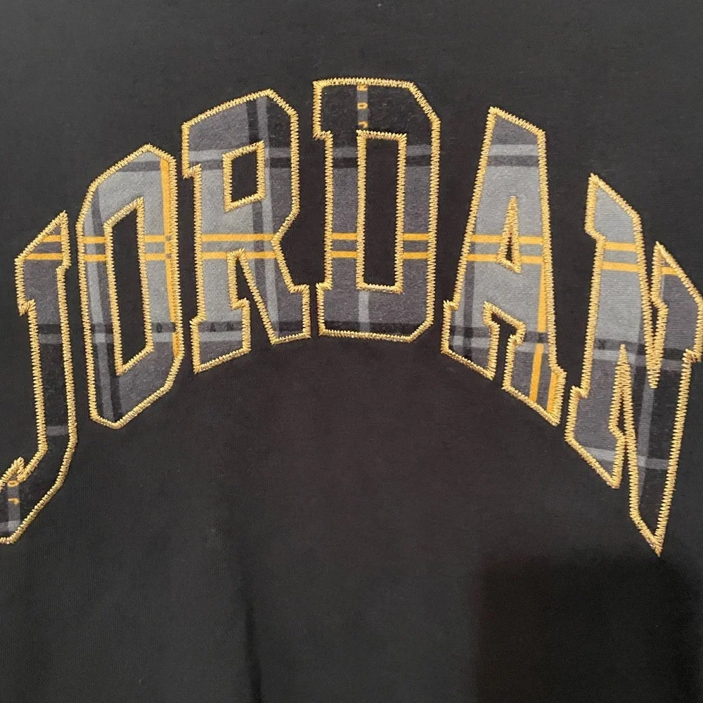 Jordan Jumpman Black Embroidered plaid logo Long Sleeve black Fleece sweatshirt